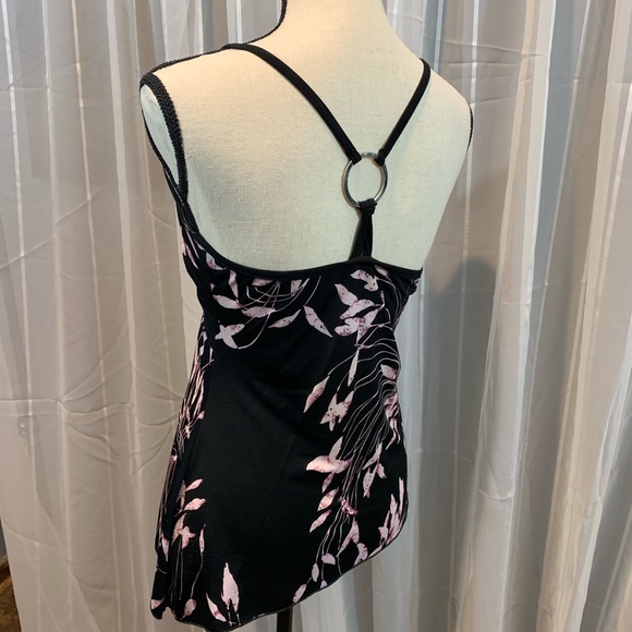 Summer top. Black w/ pink flowers. Razor back. M - Picture 5 of 5